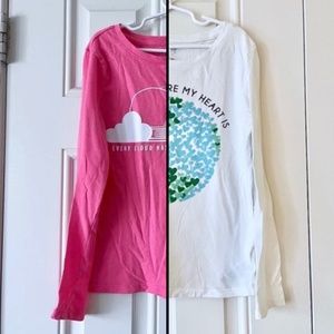 Set of (2) GAP long sleeve graphic girls graphic tee globe globe rainbow